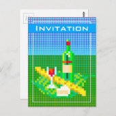 Franse picknick pixel art 8-bits kleurrijk grappig briefkaart (Voorkant / Achterkant)