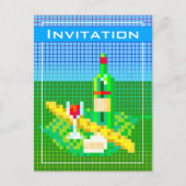 Franse picknick pixel art 8-bits kleurrijk grappig briefkaart (Voorkant)