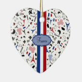 Franse pictogrammen met vlag van Frankrijk Keramisch Ornament (Rechts)