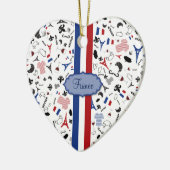 Franse pictogrammen met vlag van Frankrijk Keramisch Ornament (Links)