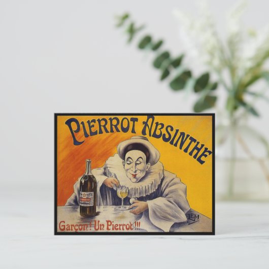 -Franse Pierrot Absinthe Advertisement Briefkaart (Staand voorkant)