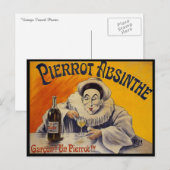 -Franse Pierrot Absinthe Advertisement Briefkaart (Voorkant / Achterkant)