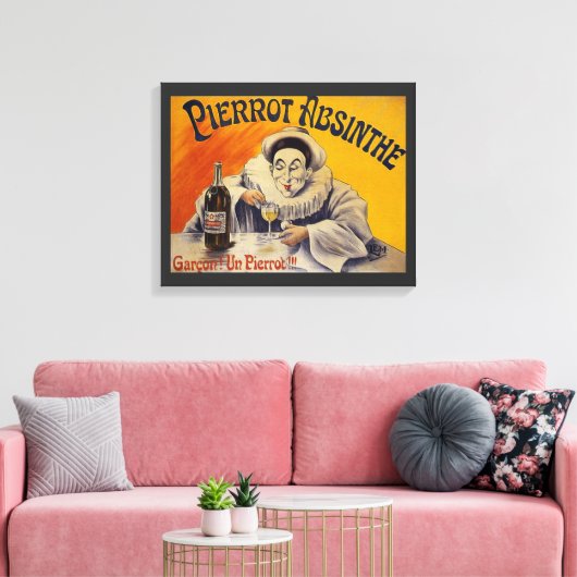 -Franse Pierrot Absinthe Advertisement Canvas Afdruk (Insitu (Woonkamer))