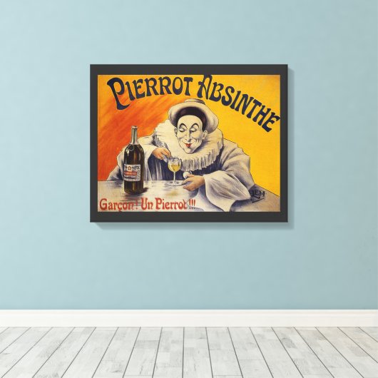 -Franse Pierrot Absinthe Advertisement Canvas Afdruk (Insitu (Houten vloer))