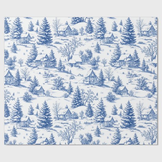  Franse platteland Toile de Jouy Blue Cadeaupapier (Vlak)