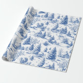  Franse platteland Toile de Jouy Blue Cadeaupapier (Uitgerold)