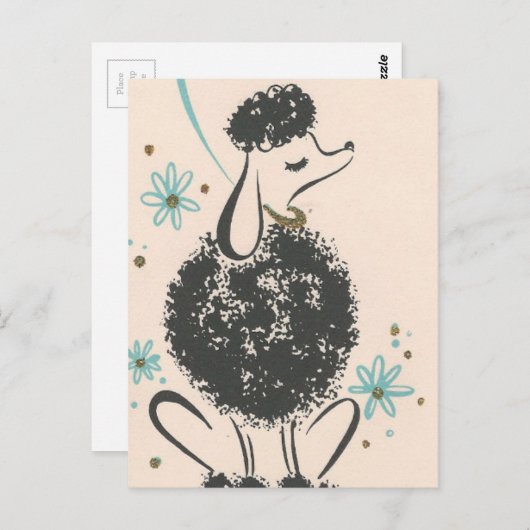 Franse poedel Briefkaart (Voorkant / Achterkant)