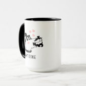 Franse poedel hond dragen baret gepersonaliseerde  mok (Voorkant links)