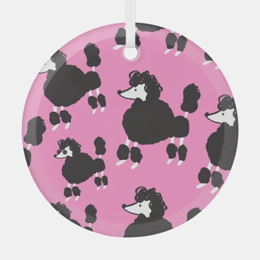 Franse poedel: illustratiepatroon. glas ornament (Voorkant)
