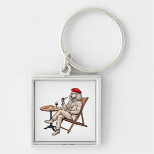 Franse Poedel Parijse Stijl Hond Liefhebber Sleutelhanger