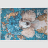 Franse Poedel Portret Blauwe Hortensia Decoupage Tissuepapier (Voorkant)
