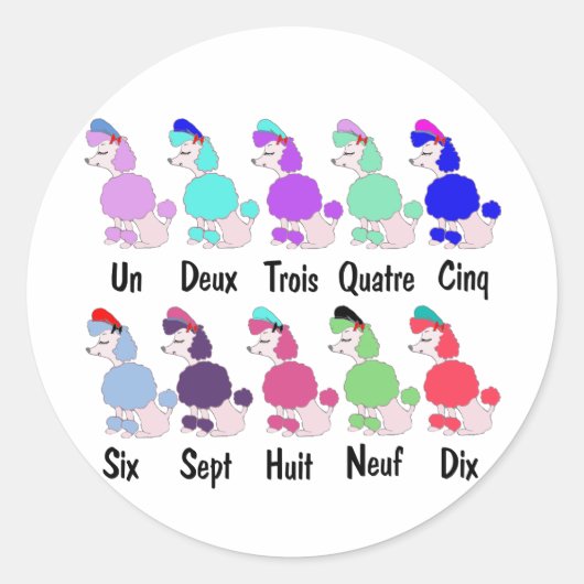 Franse poel tellen ronde sticker (Voorkant)