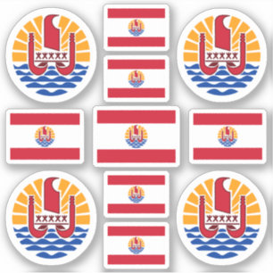 Franse Polynesiaanse symbolen / wapenschild en vla Sticker