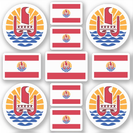 Franse Polynesiaanse symbolen / wapenschild en vla Sticker (Voorkant)