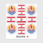 Franse Polynesiaanse symbolen / wapenschild en vla Sticker (Vel)