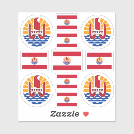 Franse Polynesiaanse symbolen / wapenschild en vla Sticker (Vel)