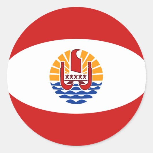 Franse Polynesische Fisheye Vlag Sticker (Voorkant)