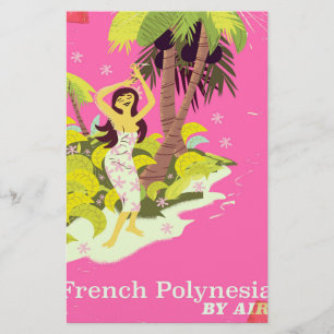 Franse Polynesische vintage reisposter Briefpapier