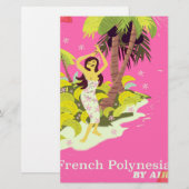 Franse Polynesische vintage reisposter Briefpapier (Voorkant / Achterkant)