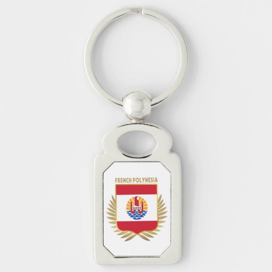 Franse Polynesische Vlag Schild Sleutelhanger (Voorkant)