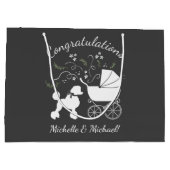 Franse poodle Dog Baby shower Puppy Grey Groot Cadeauzakje (Achterkant)