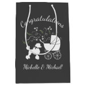 Franse poodle Dog Baby shower Puppy Grey Medium Cadeauzakje (Voorkant)