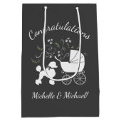 Franse poodle Dog Baby shower Puppy Grey Medium Cadeauzakje (Achterkant)
