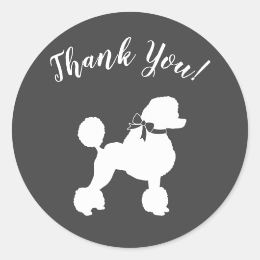 Franse poodle Dog Baby shower Puppy Grey Ronde Sticker (Voorkant)