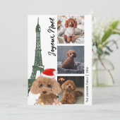 Franse poodle Eiffel Tower Foto Parijs Kerstmis Feestdagenkaart (Staand voorkant)