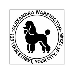 Franse Poodle Hond Staand Sil Naam Retouradres Zelfinktende Stempel