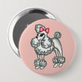 Franse Poodle Knop  Ronde Button 4,0 Cm (Voorkant /achterkant)