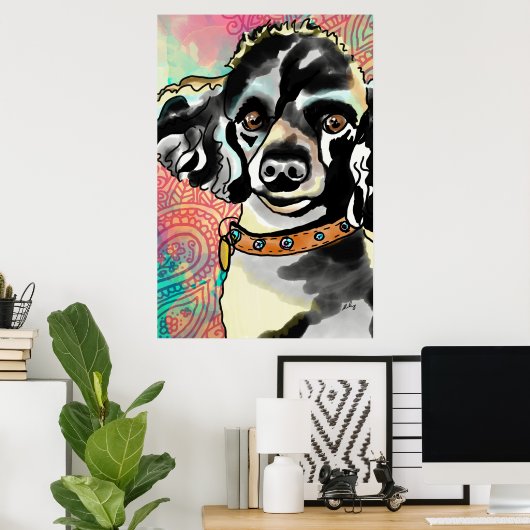 Franse poodle Paisley Print (Thuiskantoor)