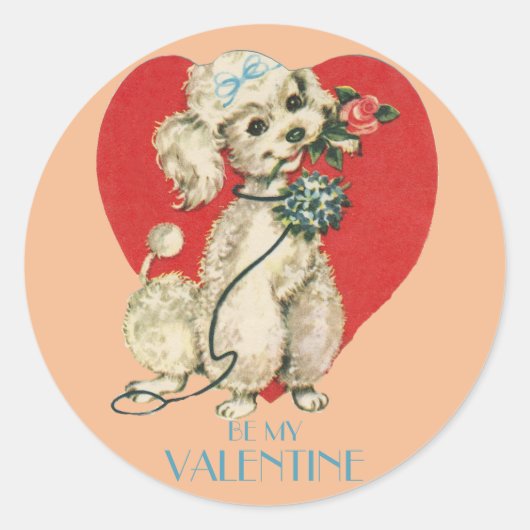 Franse poodle Round Valentijn Sticker (Voorkant)