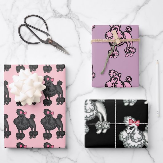 Franse Poodles Inpakpapier Set Vel (Voorkant)