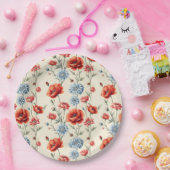 Franse Poppy en Dahlia Toile Papieren Bordje (Feest)