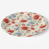 Franse Poppy en Dahlia Toile Papieren Bordje (Gekanteld)