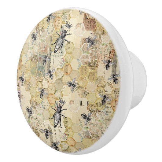 -Franse Postage Queen Bee Honey Comb Keramische Knop (Rechts)