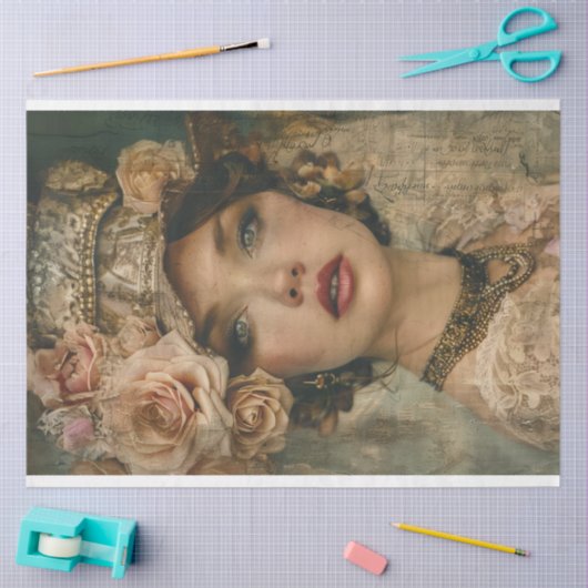  Franse Preppy Lady Decoupage Tissuepapier (Craft)