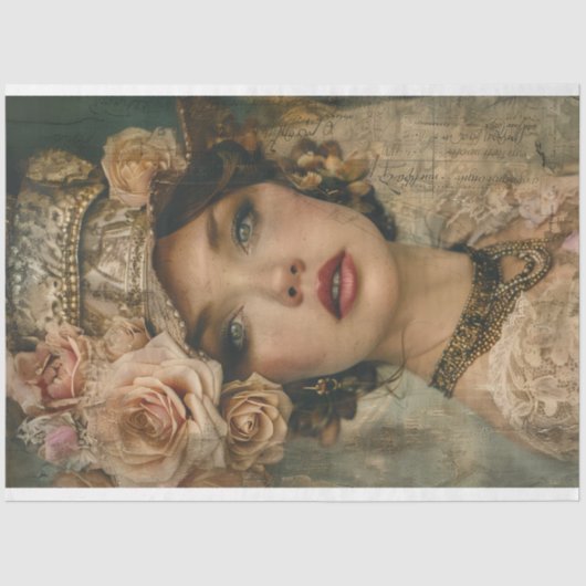  Franse Preppy Lady Decoupage Tissuepapier (Voorkant)