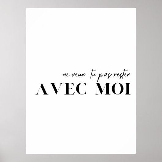Franse prijsopgave. "Ne veux-tu pas rester avec mo Poster (Voorkant)