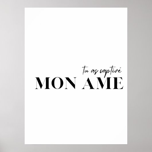 Franse prijsopgave. Tu as captive mon ame"-Poster Poster (Voorkant)