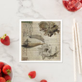 Franse print strand conch shell kust chique servetten (Insitu)