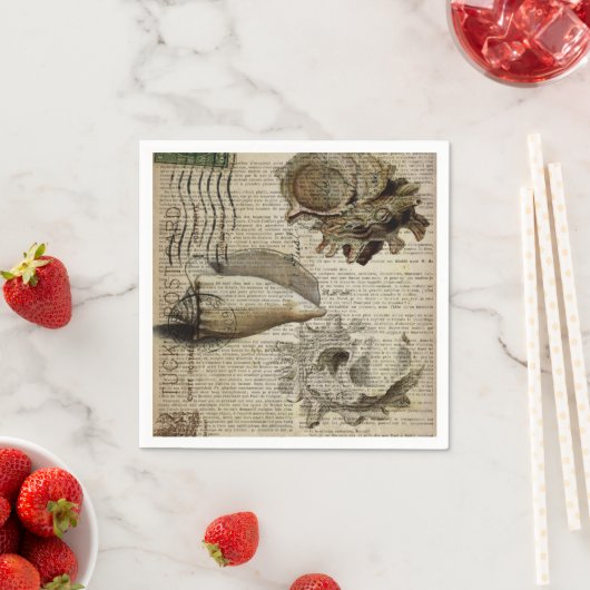 Franse print strand conch shell kust chique servetten (Insitu)