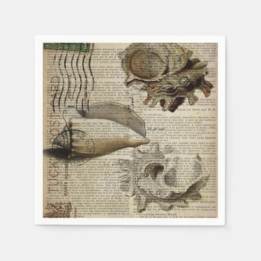 Franse print strand conch shell kust chique servetten (Voorkant)