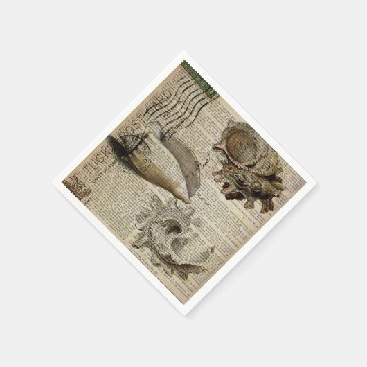 Franse print strand conch shell kust chique servetten (Hoek)