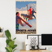 Franse promotieposter Ski Vintage Poster (Thuiskantoor)