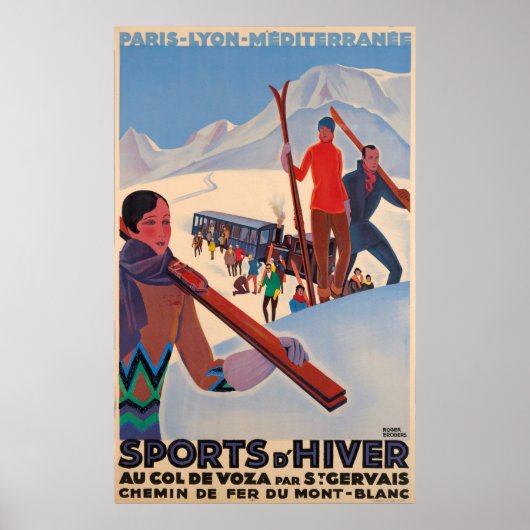 Franse promotieposter Ski Vintage Poster (Voorkant)