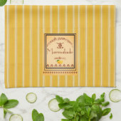 Franse Provence Gele Strepen met Tekst Label Theedoek (Gevouwen)