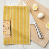 Franse Provence Gele Strepen met Tekst Label Theedoek (Quarter Fold)