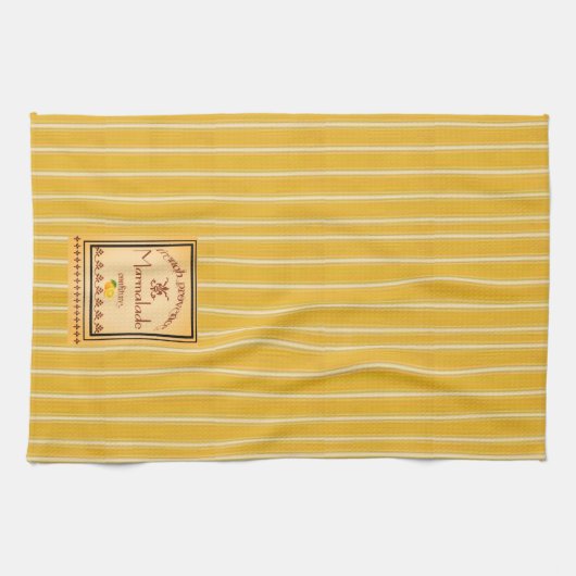 Franse Provence Yellow Stripes met tekstontwerp Theedoek (Horizontaal)